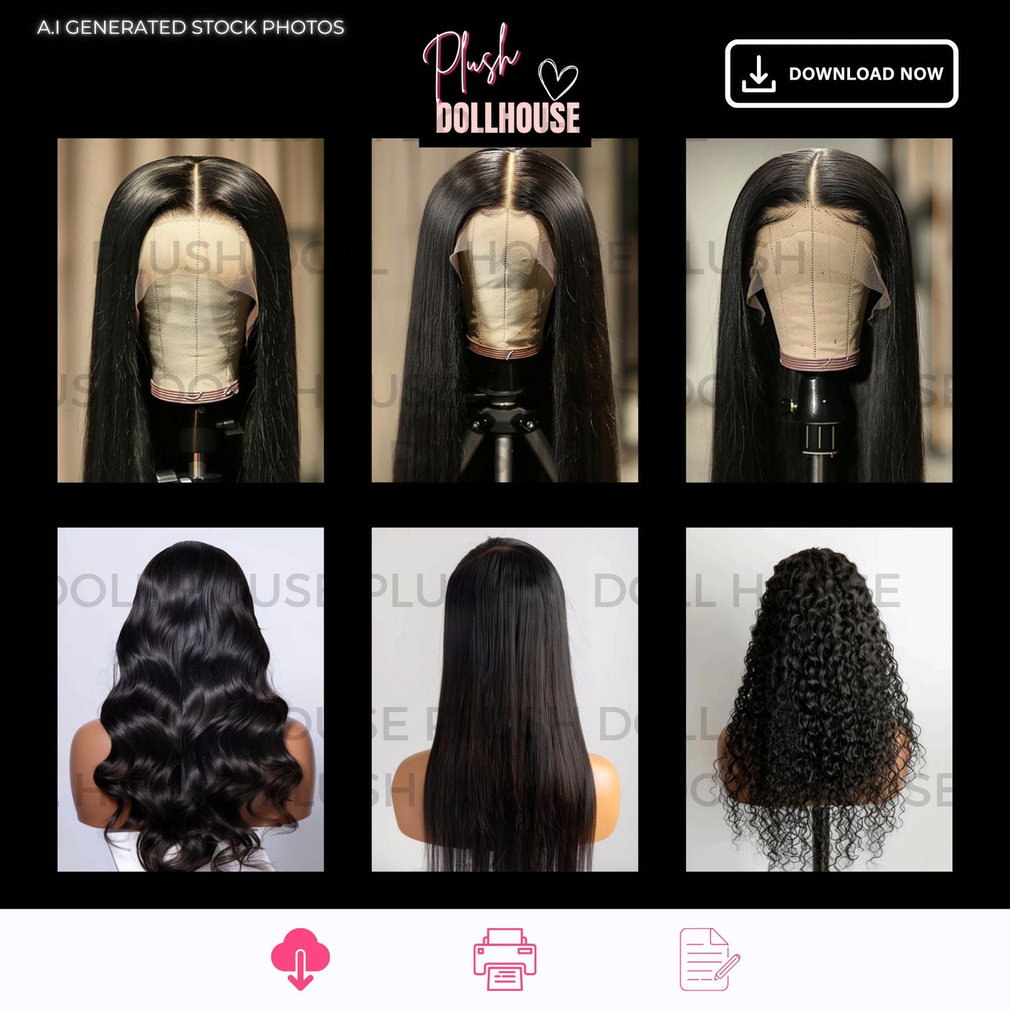 Ultimate HD Lace Wig Bundle | Stock Images for Hair Pros | Hair Extensions & More | 150 Hair Stock Photos