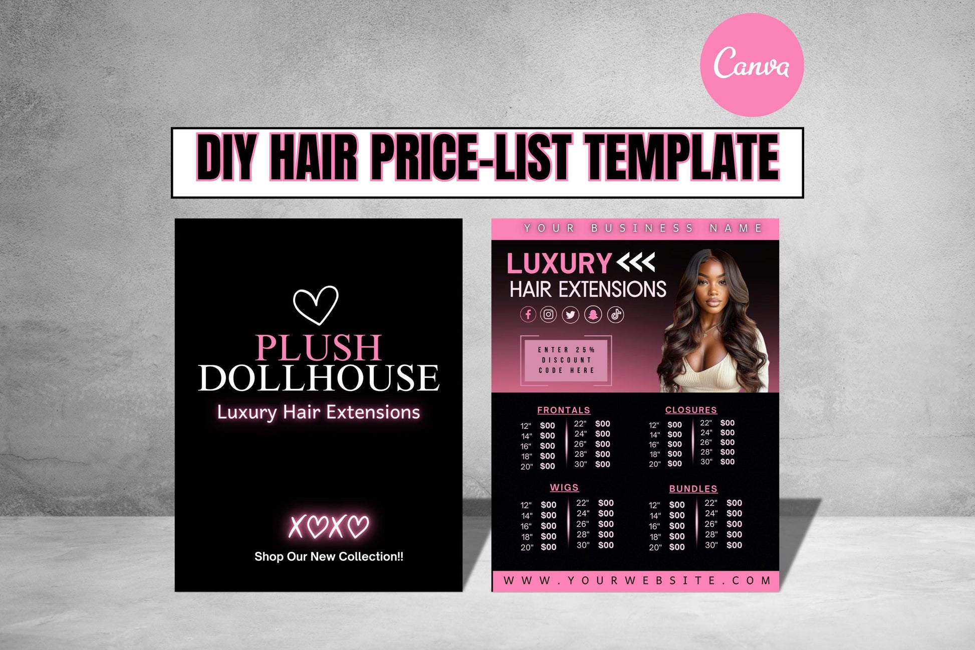 Diy Hair Collection Price List Flyer | Hair Sale | Hair Bundle Price List | Hair Bundles Flyer | Hair Pricelist Flyer