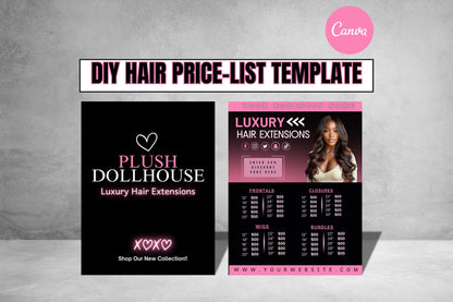 Diy Hair Collection Price List Flyer | Hair Sale | Hair Bundle Price List | Hair Bundles Flyer | Hair Pricelist Flyer