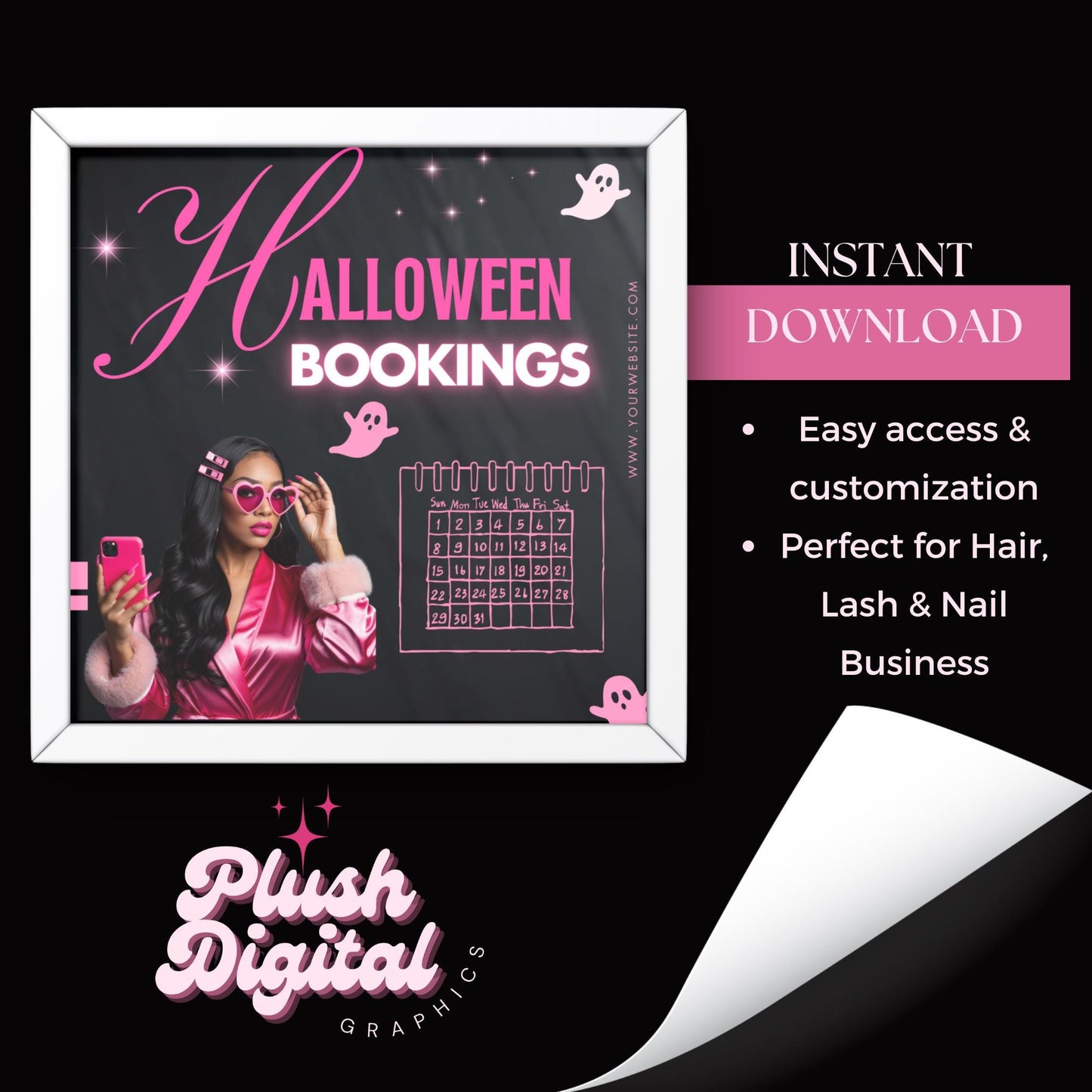 Halloween Booking Flyer Template  Spooky Appointment Flyer | Hair Nails Lashes Makeup Wigs | Halloween Nail Flyer | Sale Flyer | Mua Flyer