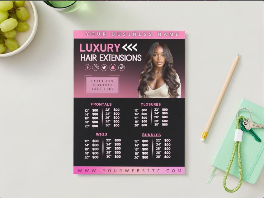 Diy Hair Collection Price List Flyer | Hair Sale | Hair Bundle Price List | Hair Bundles Flyer | Hair Pricelist Flyer