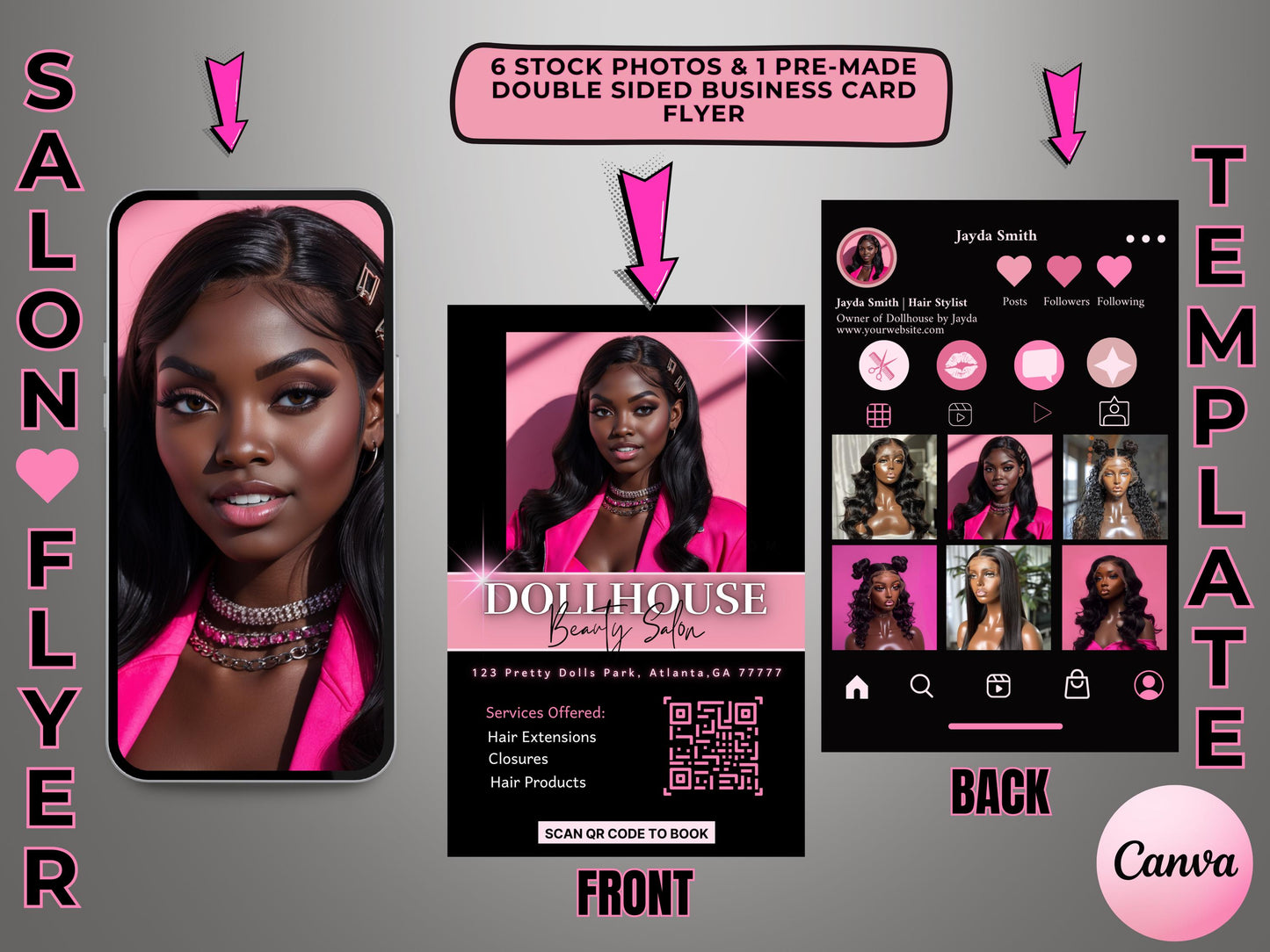 Qr Code | Nail Artist | Editable Canva Template | Nail Techs | Hair Stylish | Premade Business Cards | Lash Artist | Hair Stylist