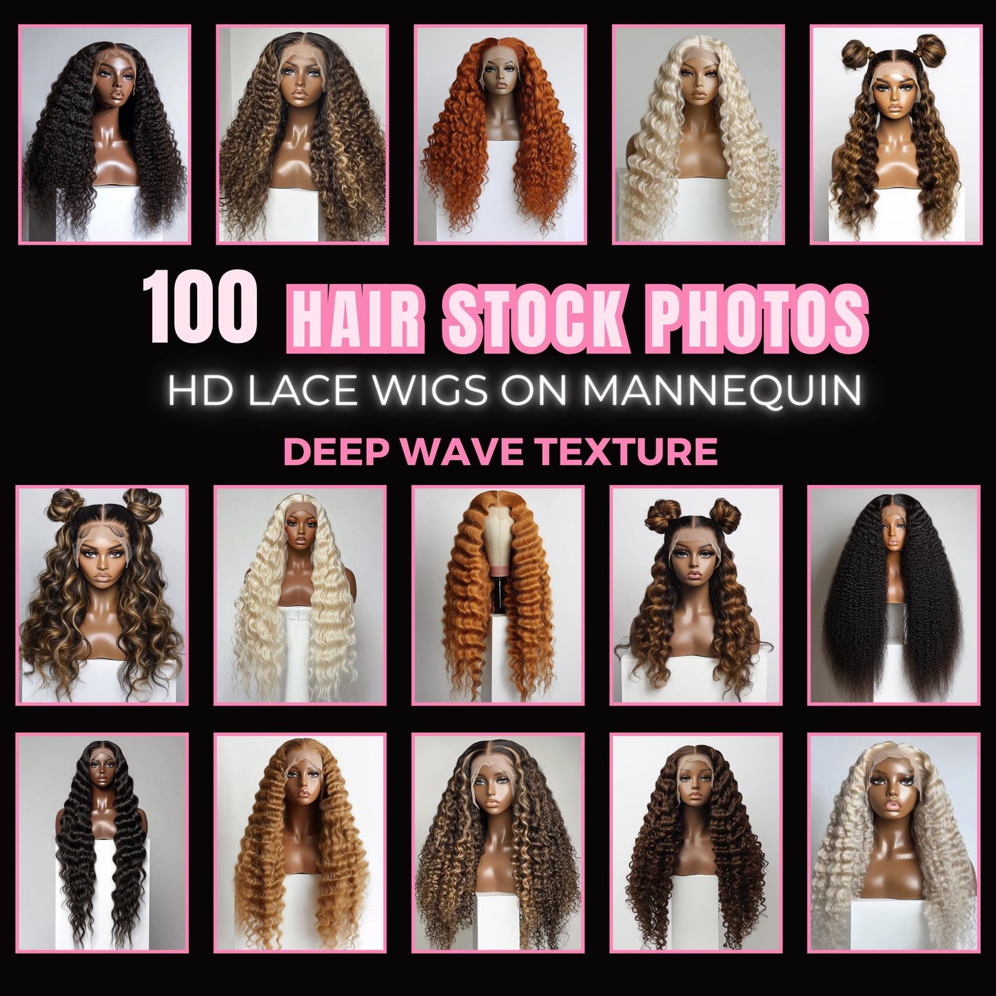 Stock Photos | Commercial Use | Hair Extensions | Hair Stock Images | African American Stock Images | Beauty Mannequin | DEEP WAVE