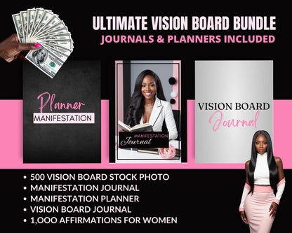 2025 Vision Board Printables for Black Girls - Inspirational Images - Goal Setting Kit - Digital Download