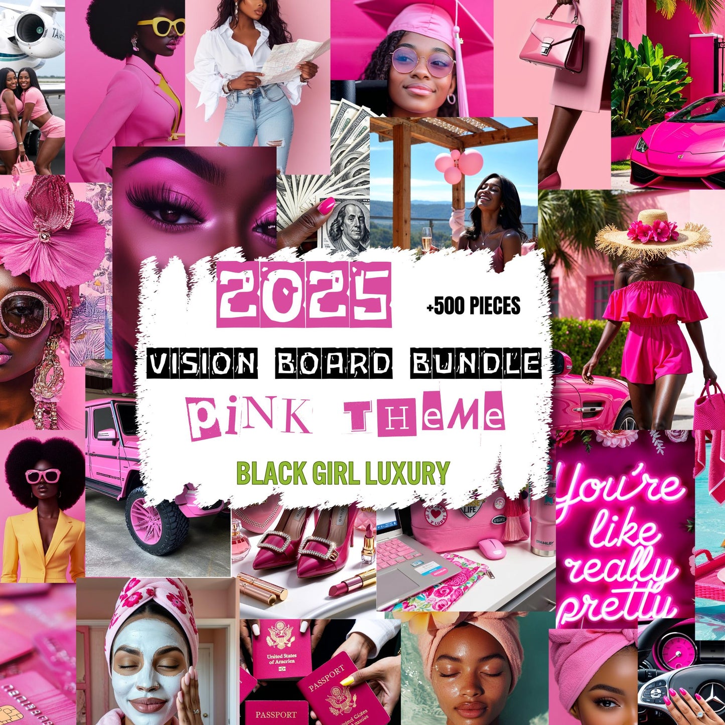 2025 Vision Board Printables for Black Girls - Inspirational Images - Goal Setting Kit - Digital Download