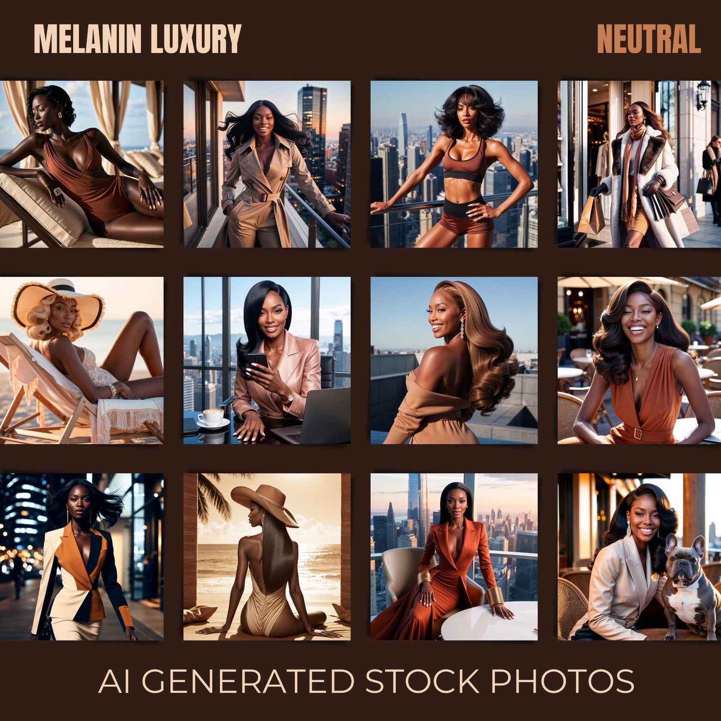 Melanin Luxury Stock Images - luxury Aesthetic - Digital Marketing - Master Resell Rights for Instagram - Neutral collection