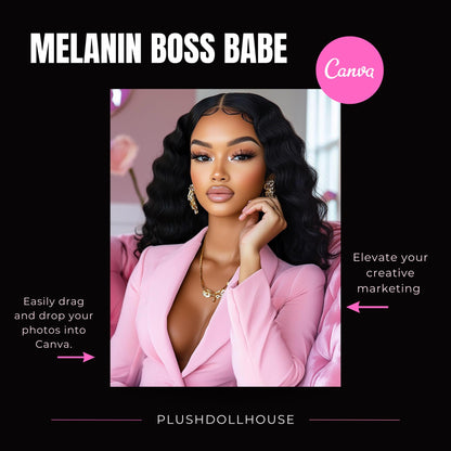 Melanin Girl Boss Stock Photos - Aesthetic Digital Marketing - Faceless Instagram Reels - Luxury Images