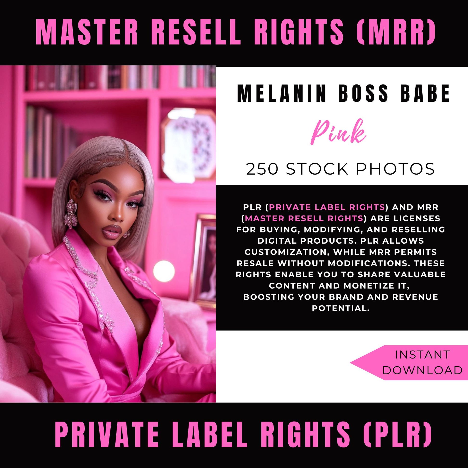 Melanin Girl Boss Stock Photos - Aesthetic Digital Marketing - Faceless Instagram Reels - Luxury Images