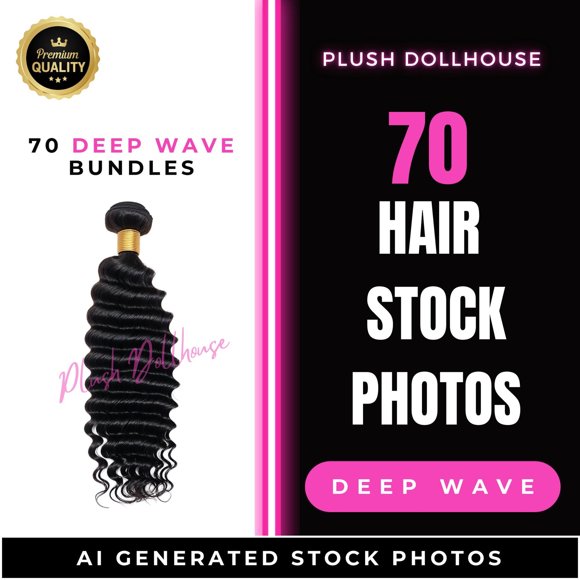 70 Deep Wave Hair Stock Photos Bundle - 70 DEEPWAVE Images for Hair Websites - Instant Download