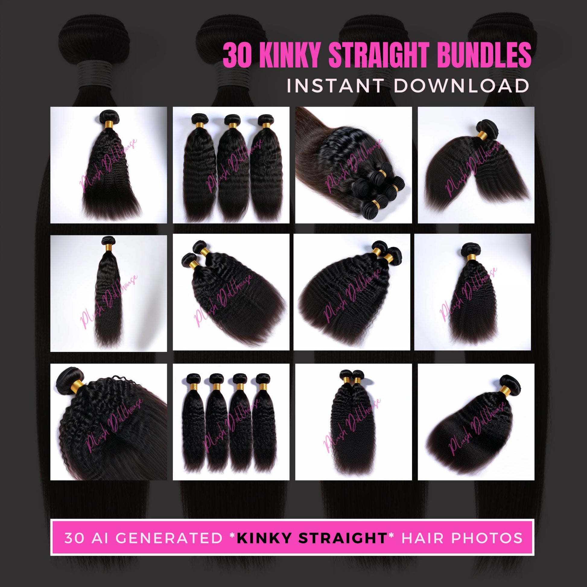 30 Kinky Straight Hair Stock Photos | Human hair bundles for beauty & hair business Instant Download for Hair Extensions | Shopify Websites