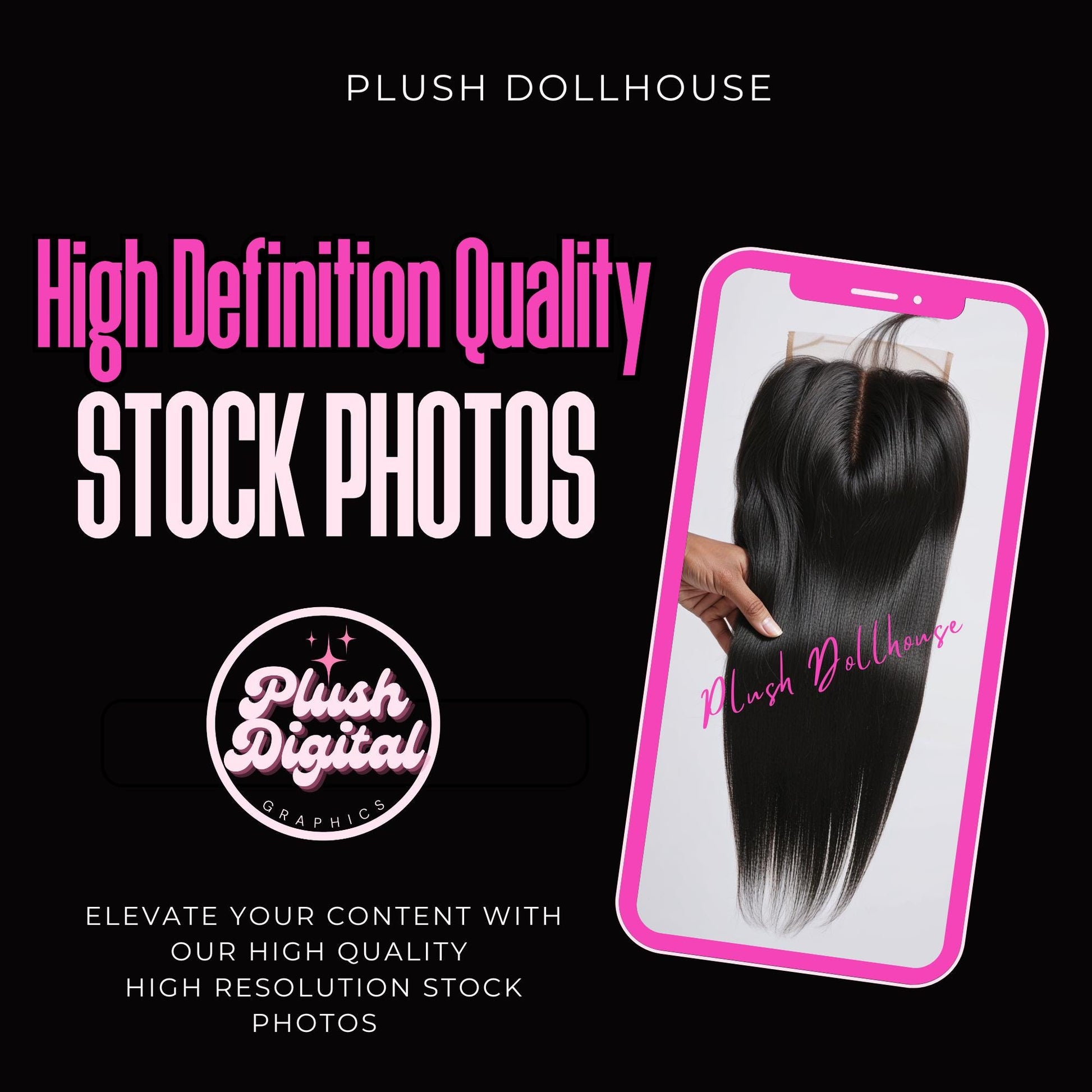 80 Straight Closures - Hair Stock Photos for Beauty Branding - High-Quality Images - Instant Download - Perfect for Websites