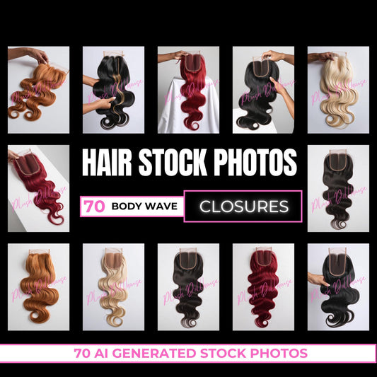 70 Body Wave Closures - Hair Stock Photos for Beauty Branding - High-Quality Images - Instant Download - Perfect for Websites