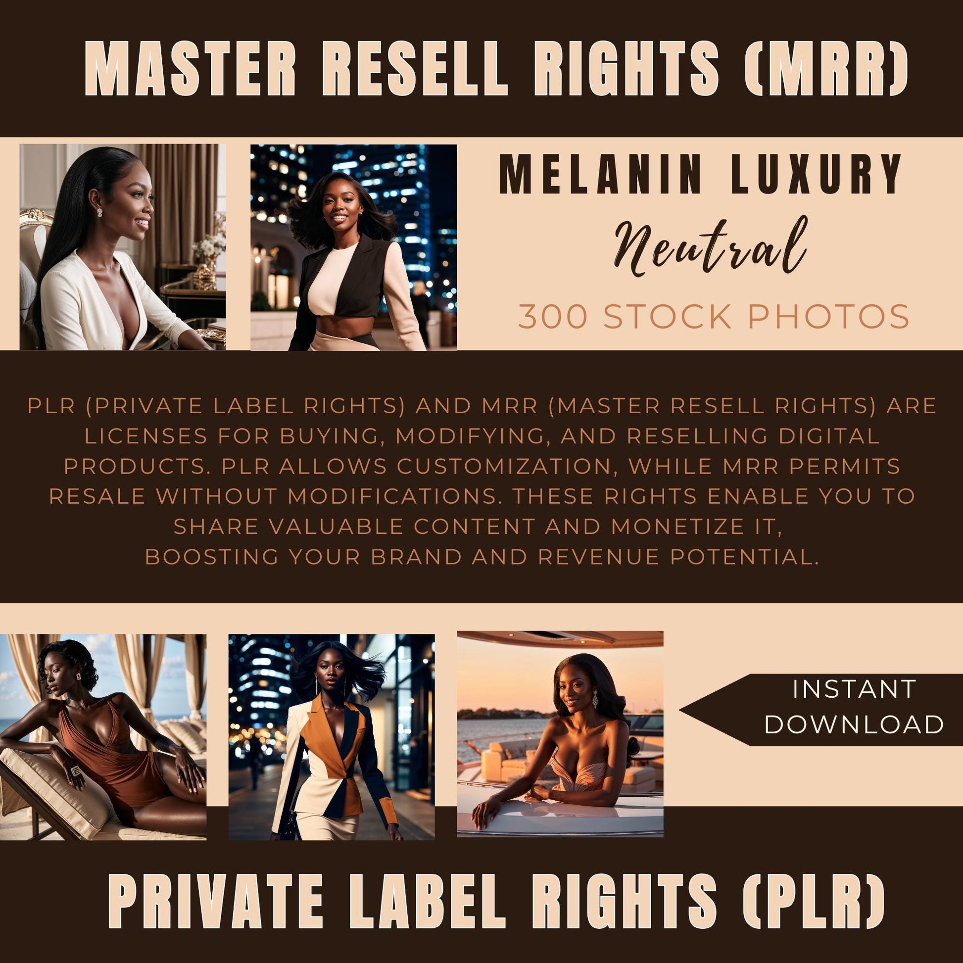 Melanin Luxury Stock Images - luxury Aesthetic - Digital Marketing - Master Resell Rights for Instagram - Neutral collection