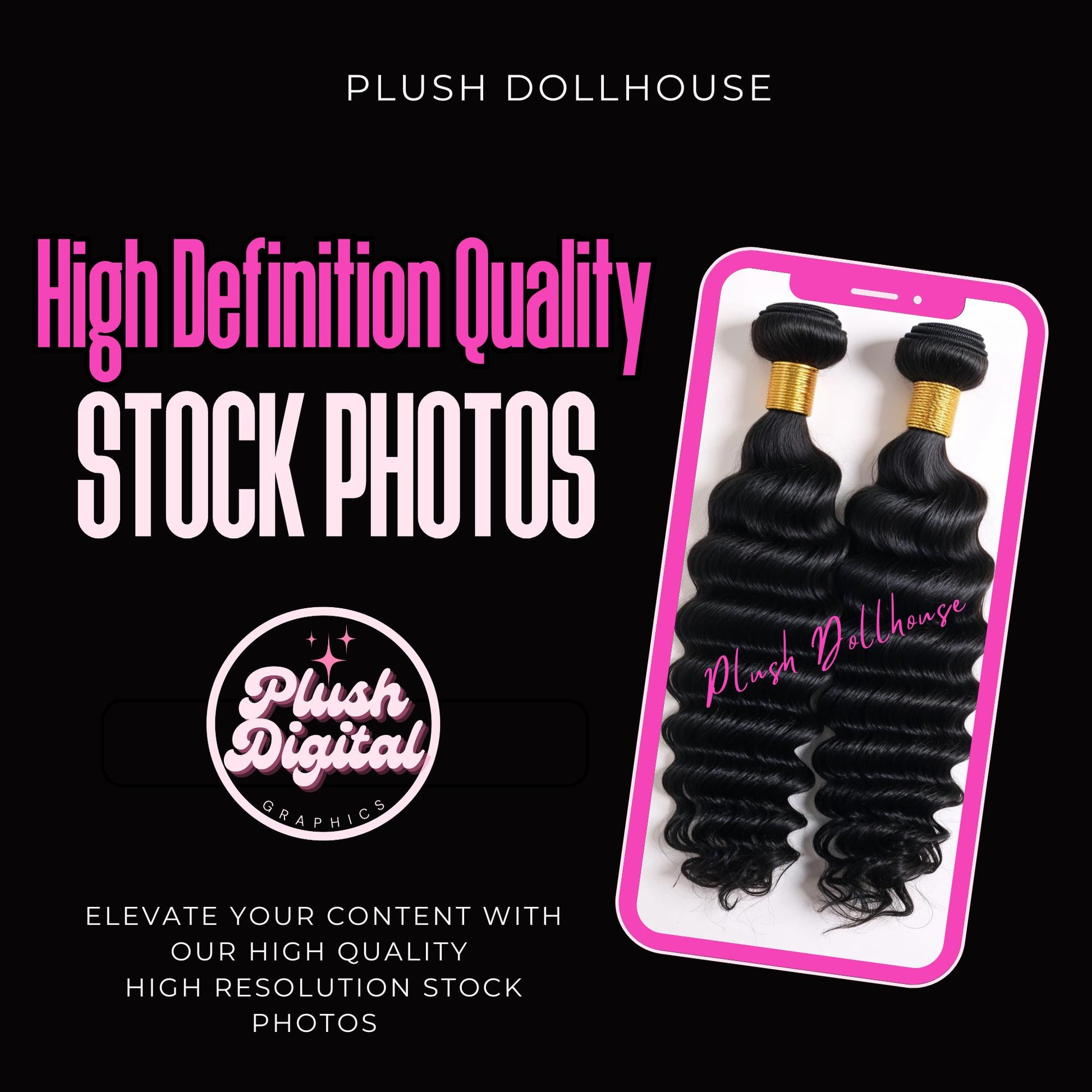 70 Deep Wave Hair Stock Photos Bundle - 70 DEEPWAVE Images for Hair Websites - Instant Download