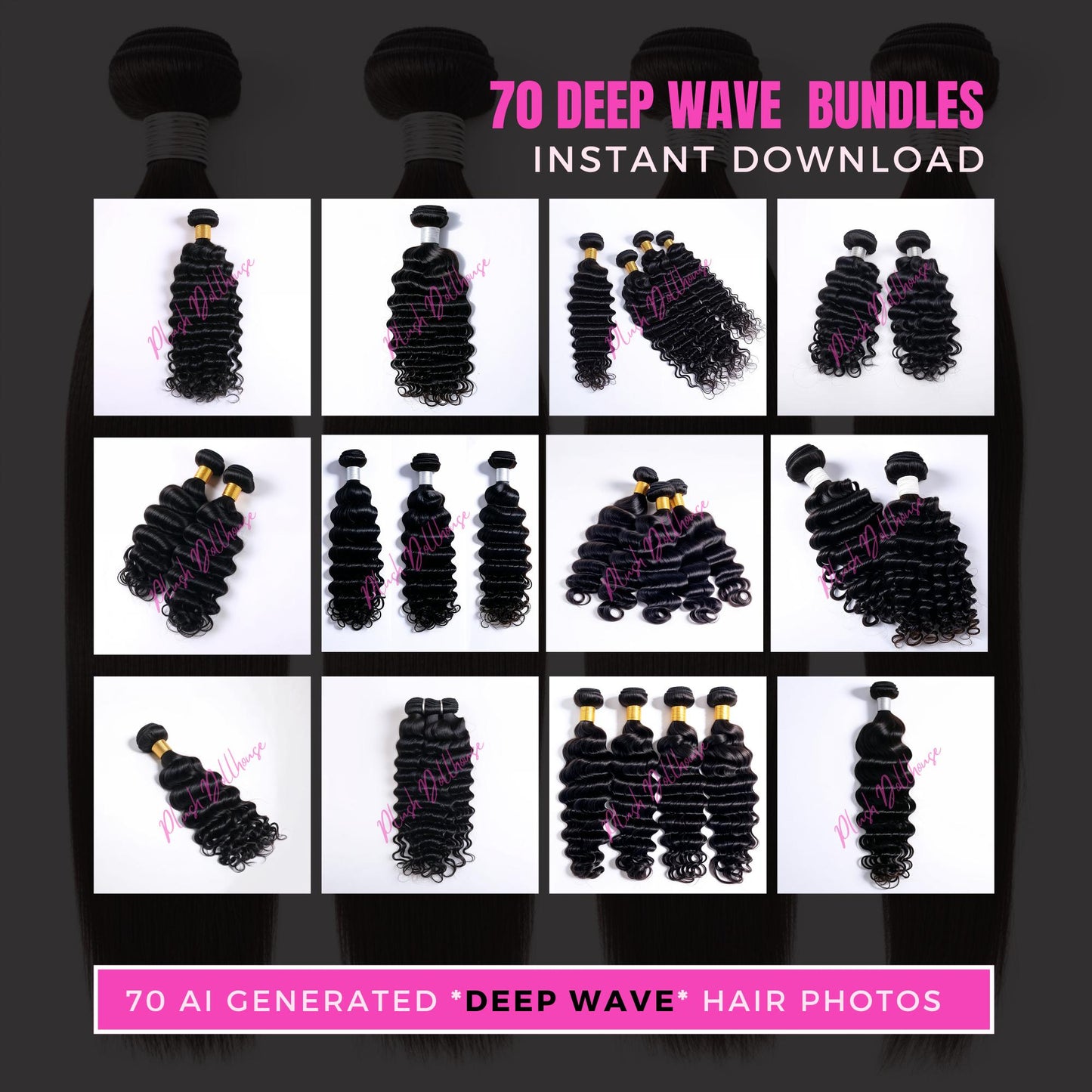 70 Deep Wave Hair Stock Photos Bundle - 70 DEEPWAVE Images for Hair Websites - Instant Download