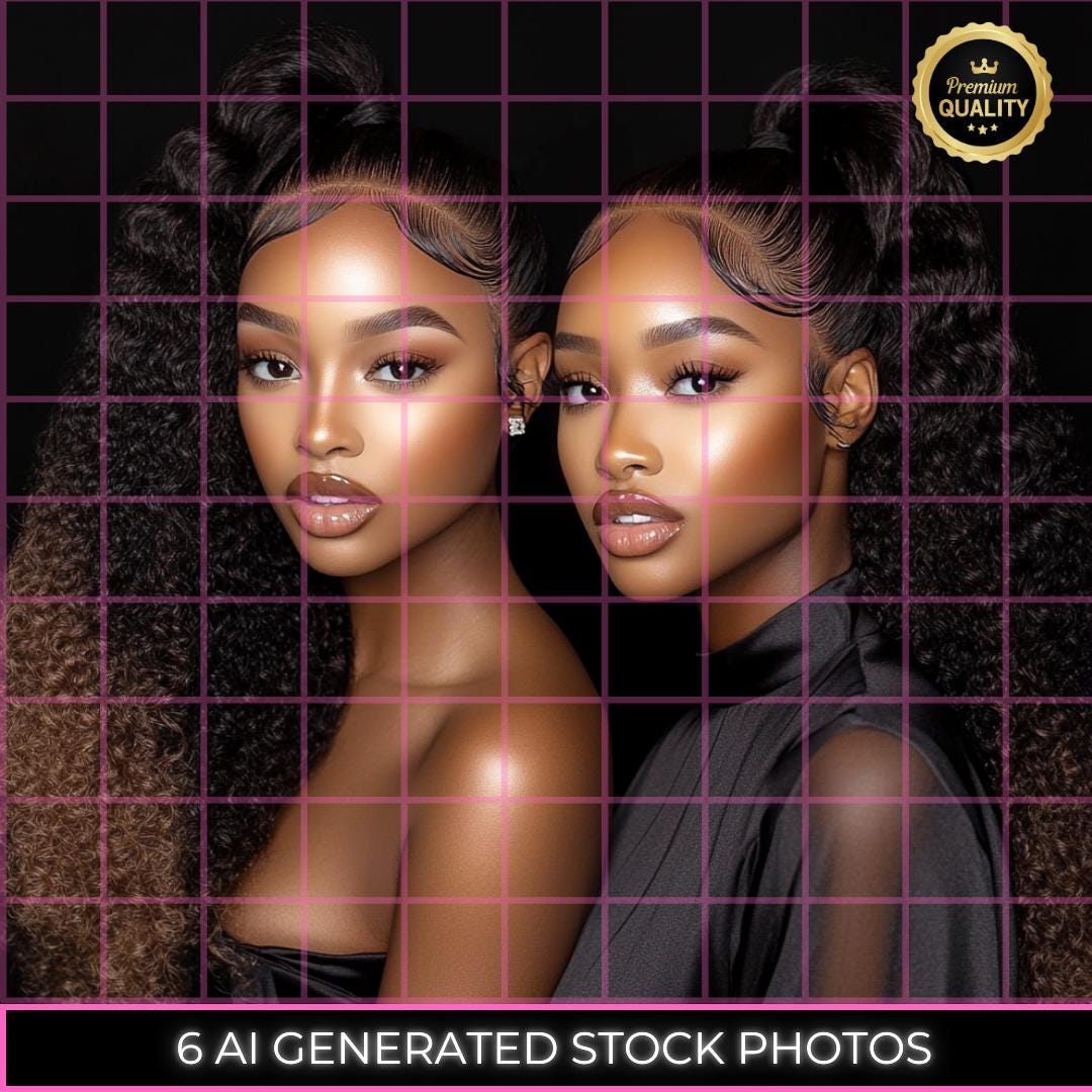 6 Beauty Website Stock Photos - Black Woman Stock Images - Glam Beauty Models - Hair Business Marketing