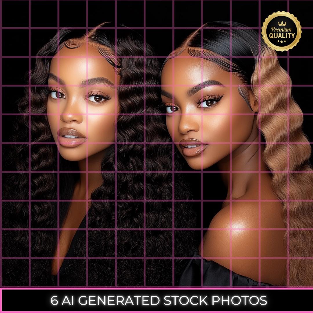 6 Beauty Website Stock Photos - Black Woman Stock Images - Glam Beauty Models - Hair Business Marketing