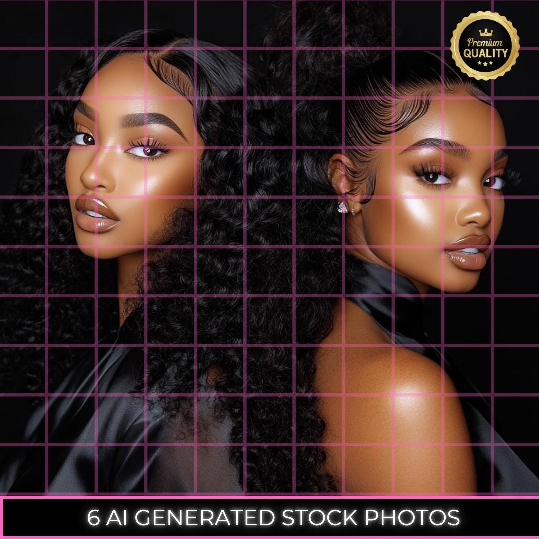 6 Beauty Website Stock Photos - Black Woman Stock Images - Glam Beauty Models - Hair Business Marketing